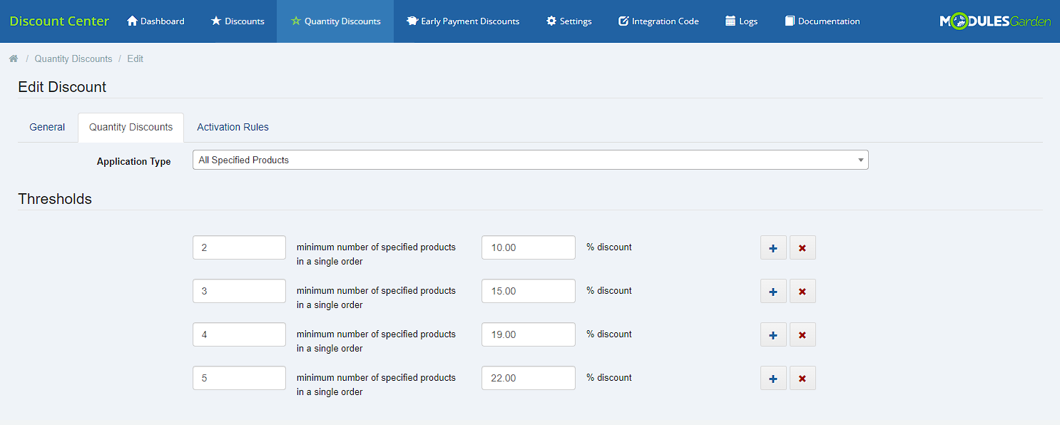 Discount Center For WHMCS: Module Screenshot 13