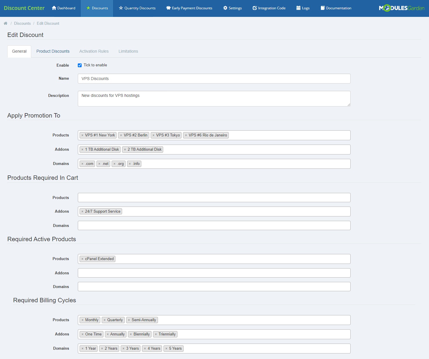 Discount Center For WHMCS: Module Screenshot 11