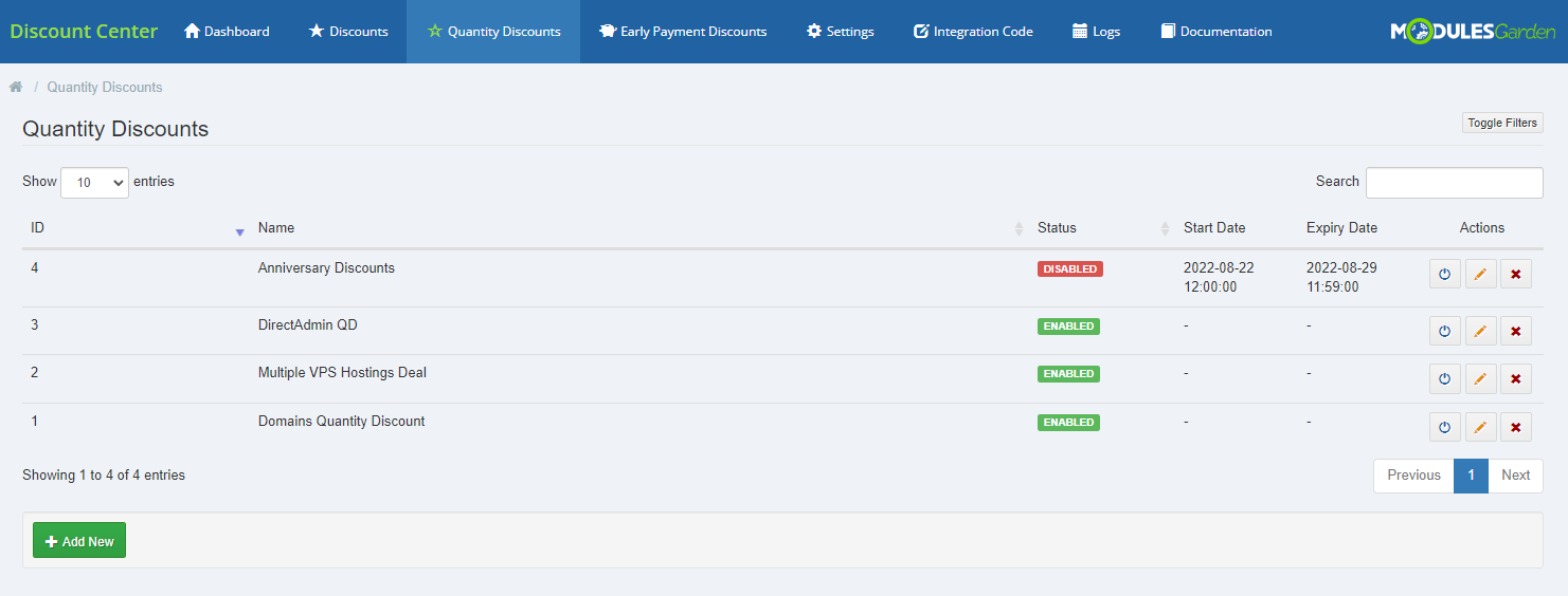Discount Center For WHMCS: Module Screenshot 15