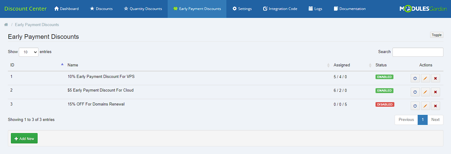 Discount Center For WHMCS: Module Screenshot 20