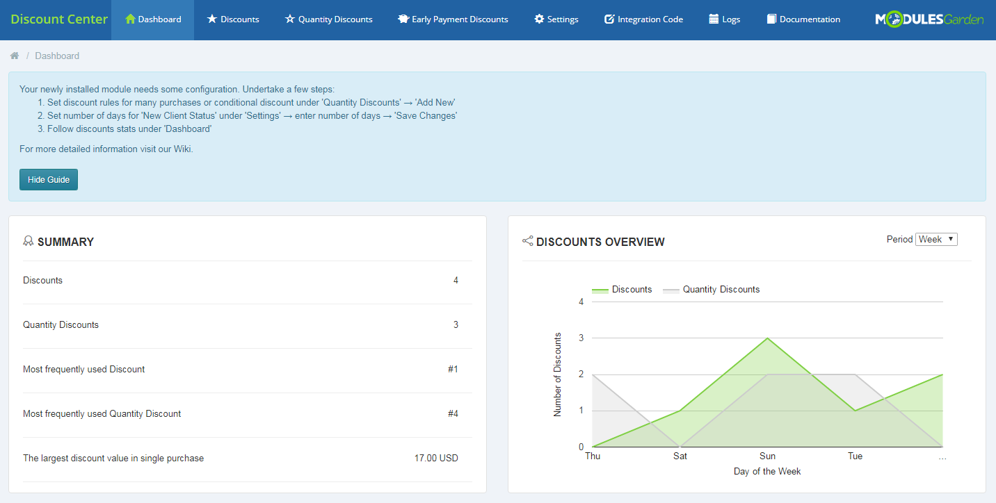 Discount Center For WHMCS: Module Screenshot 9