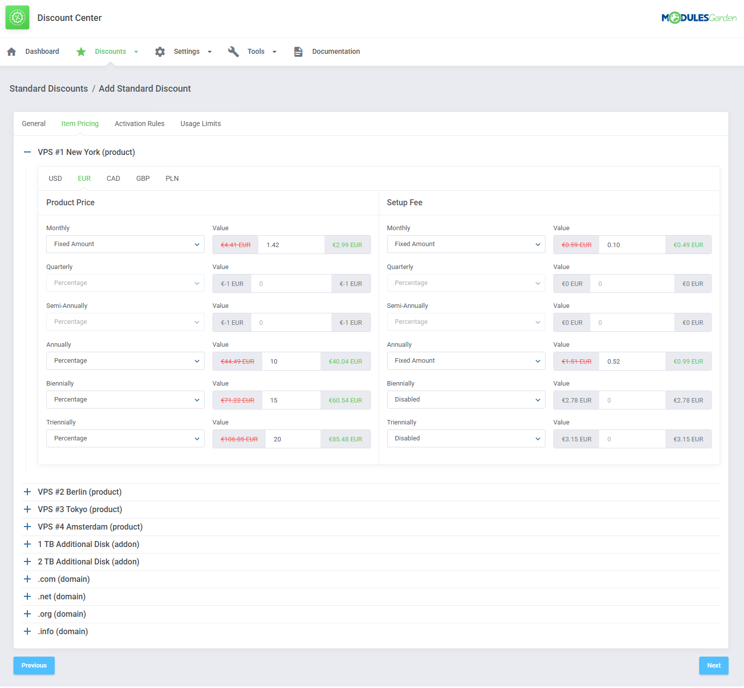 Discount Center For WHMCS: Module Screenshot 11