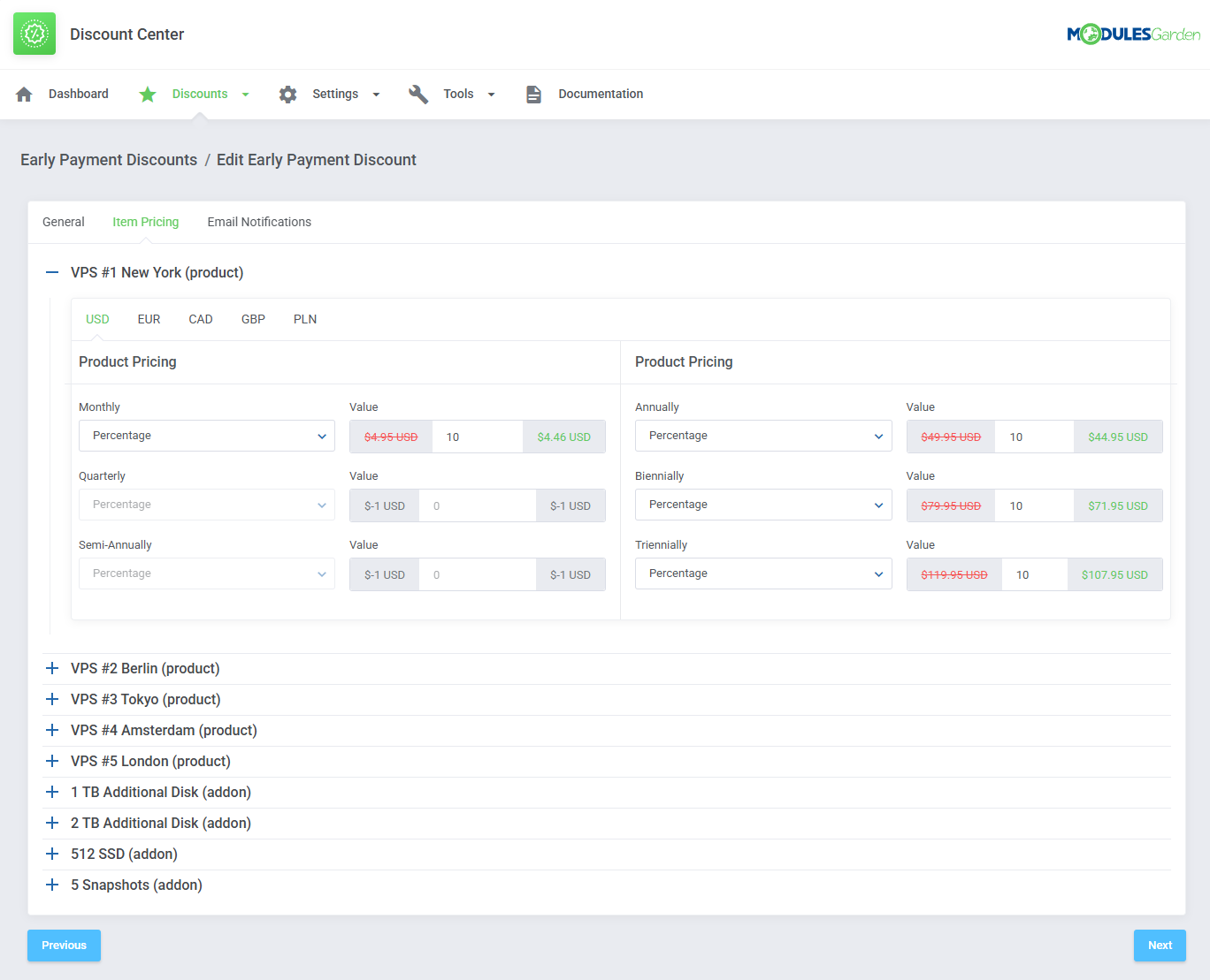 Discount Center For WHMCS: Module Screenshot 21
