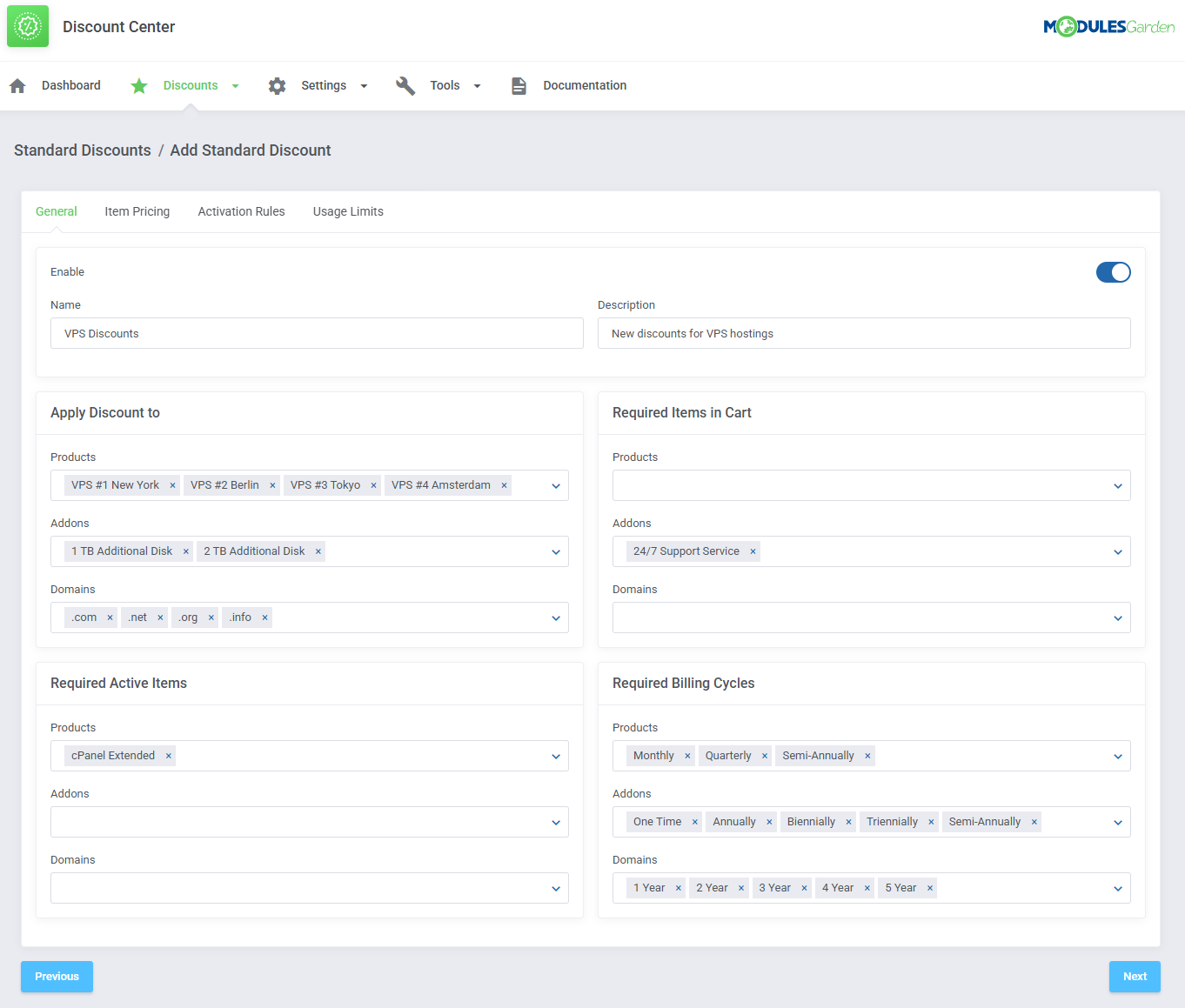 Discount Center For WHMCS: Module Screenshot 10