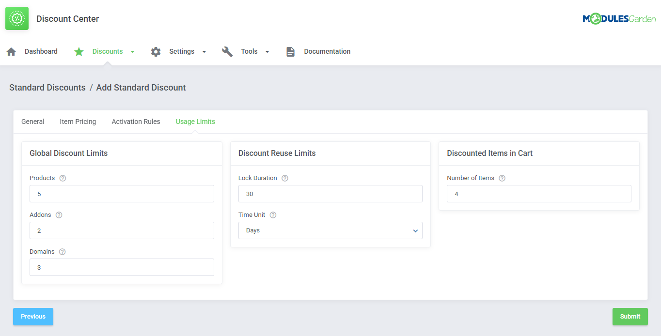 Discount Center For WHMCS: Module Screenshot 13