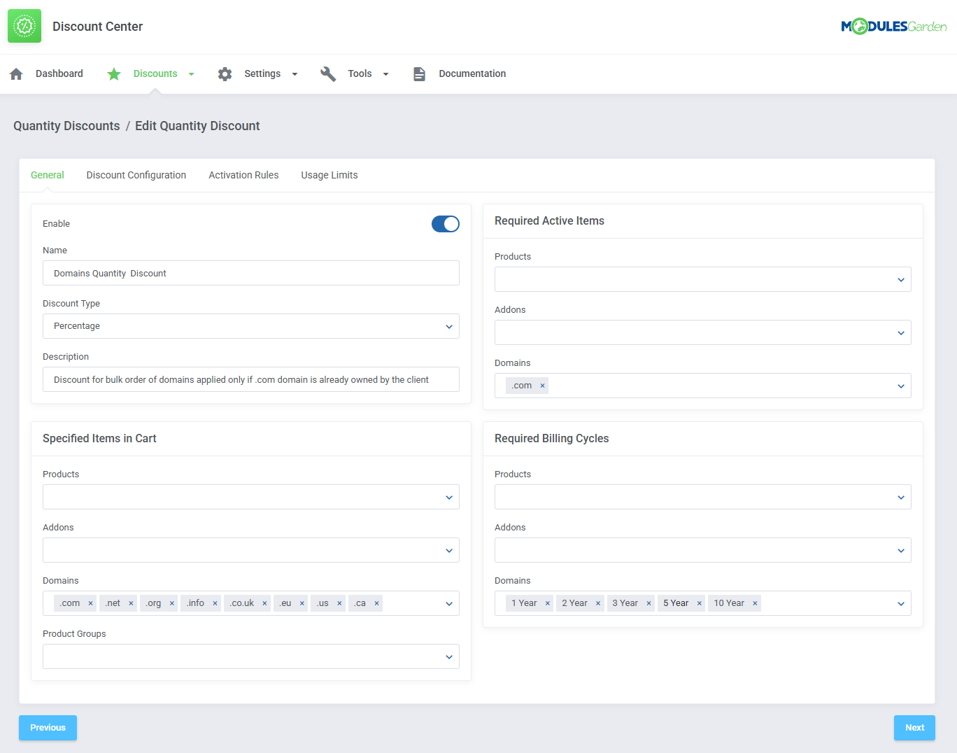 Discount Center For WHMCS: Module Screenshot 15