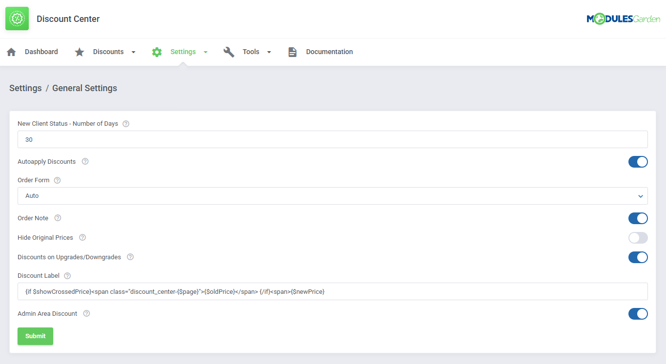Discount Center For WHMCS: Module Screenshot 24
