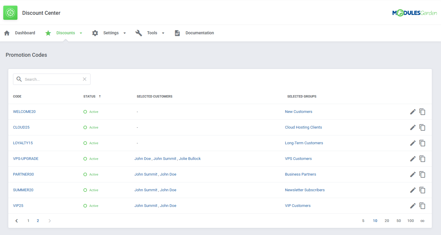 Discount Center For WHMCS: Module Screenshot 23