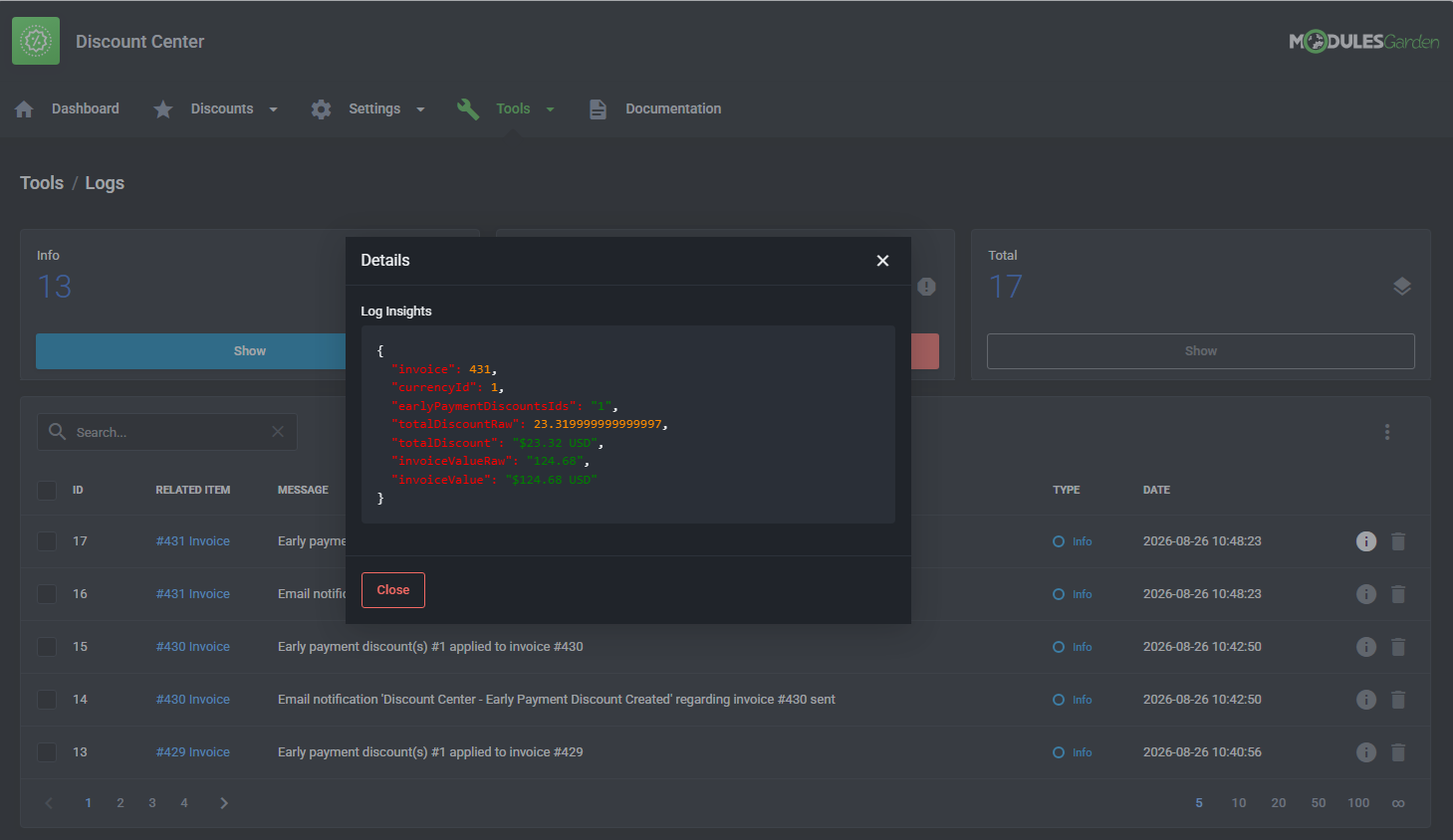 Discount Center For WHMCS: Module Screenshot 39