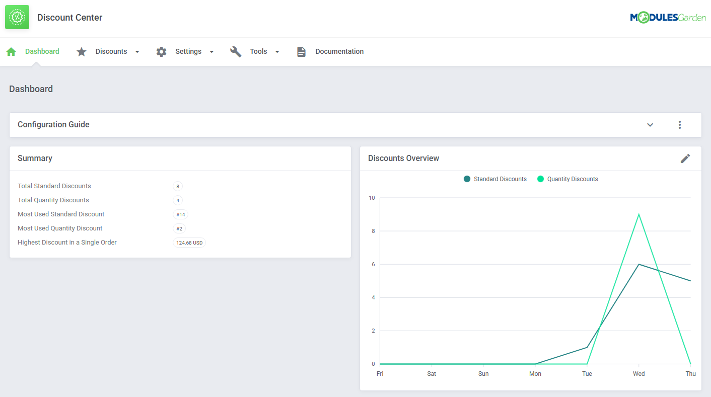 Discount Center For WHMCS: Module Screenshot 8