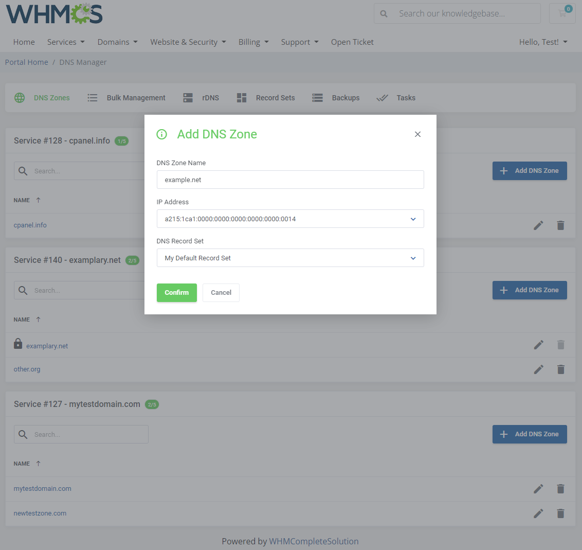 DNS Manager For WHMCS: Module Screenshot 3
