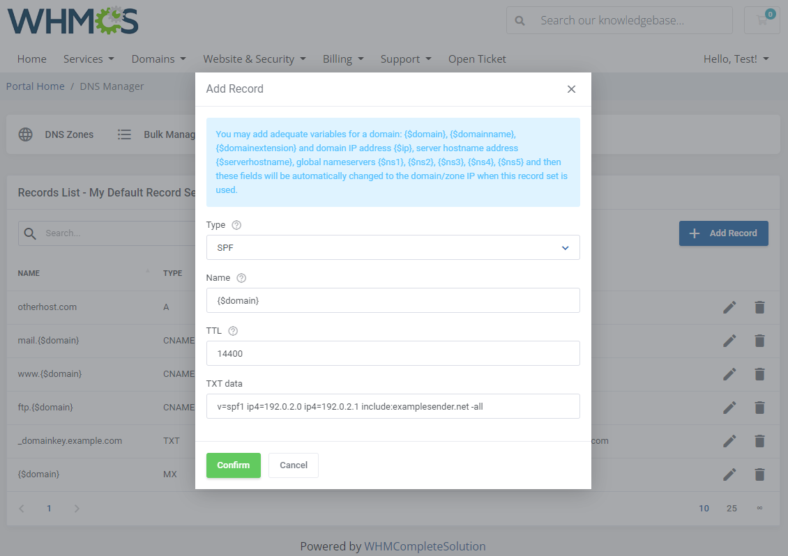 DNS Manager For WHMCS: Module Screenshot 11