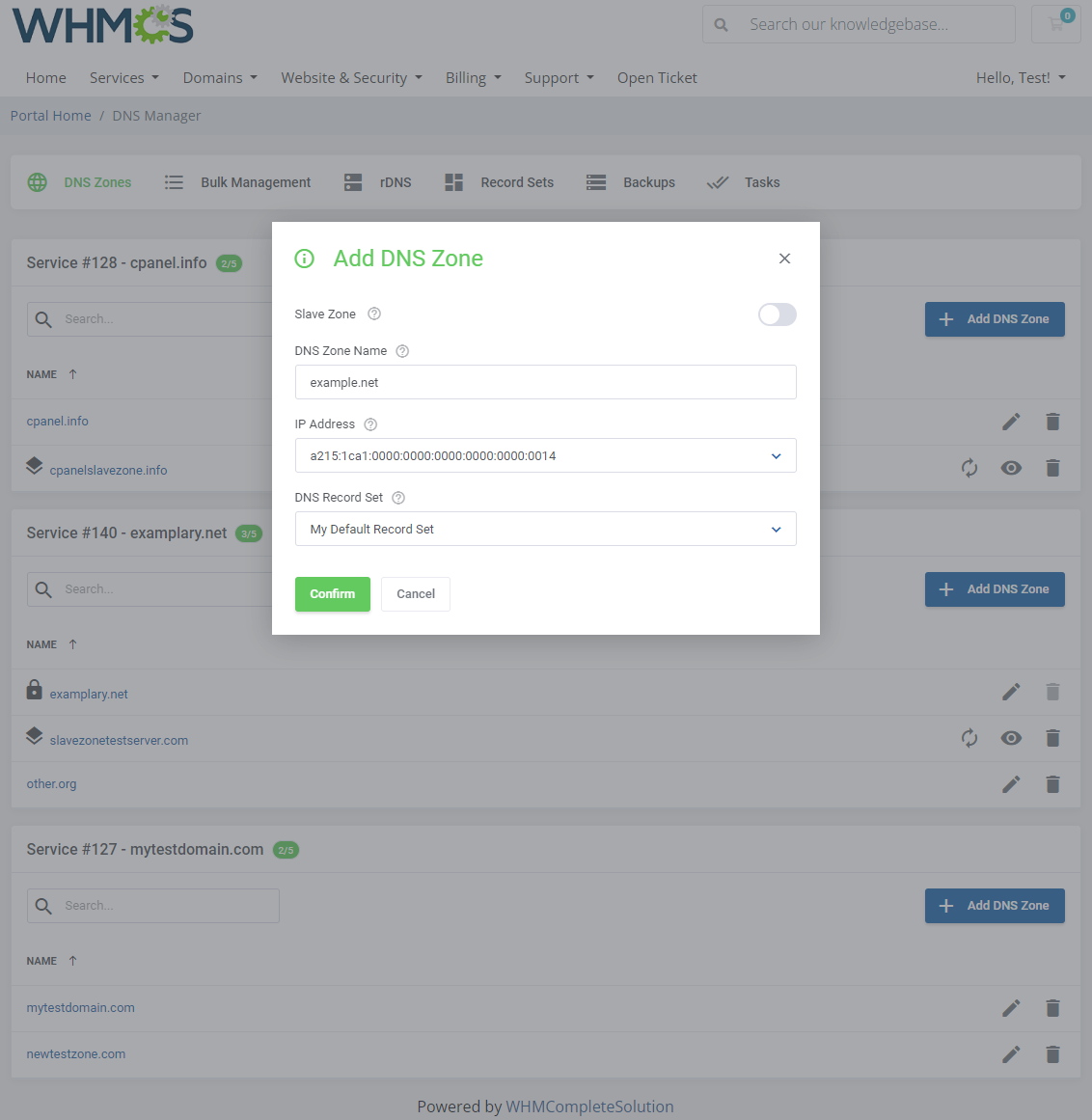 DNS Manager For WHMCS: Module Screenshot 3