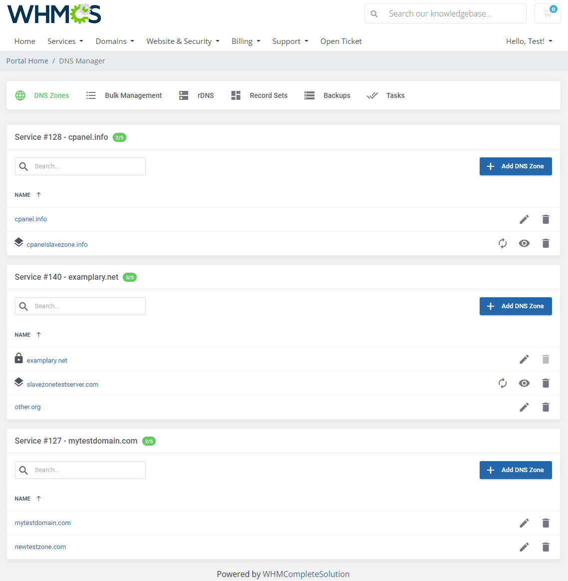 DNS Manager For WHMCS: Module Screenshot 2