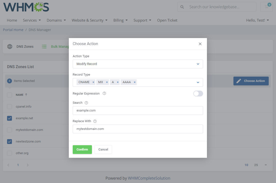 DNS Manager For WHMCS: Module Screenshot 7