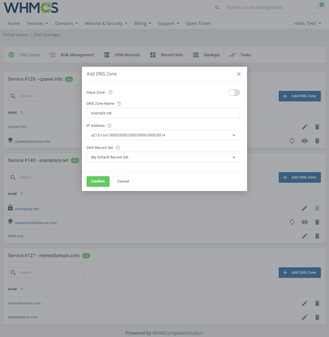 DNS Manager For WHMCS: Module Screenshot 3