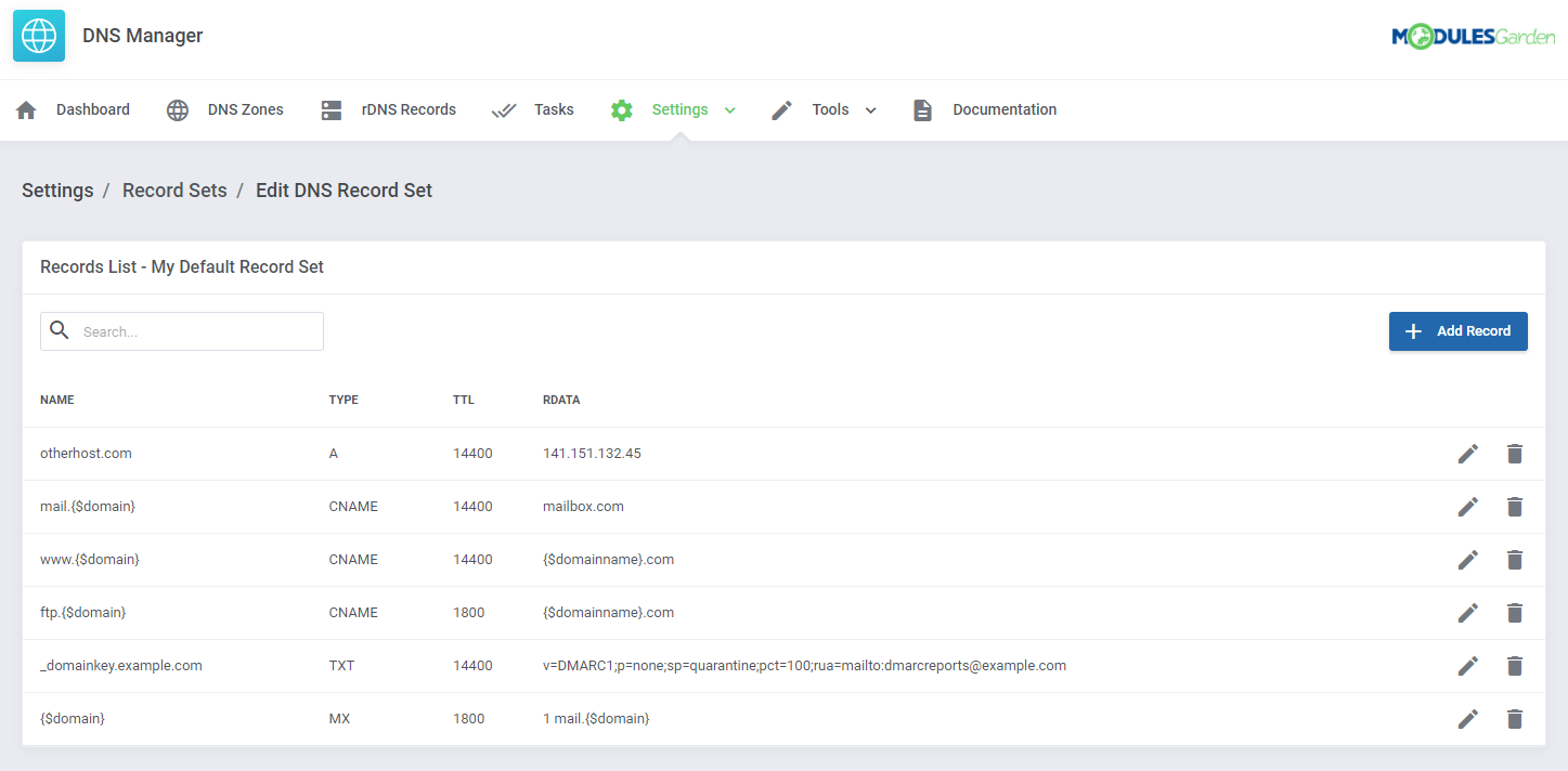 DNS Manager For WHMCS: Module Screenshot 38