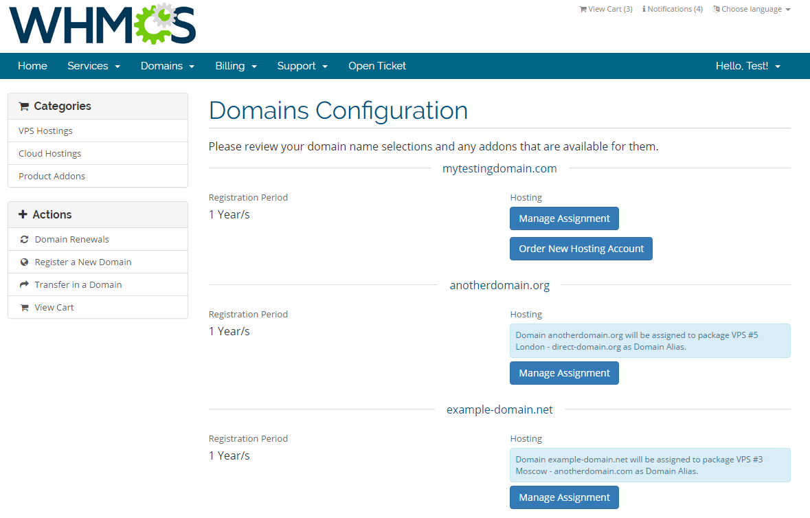 Domain Allocator For WHMCS: Screen 1