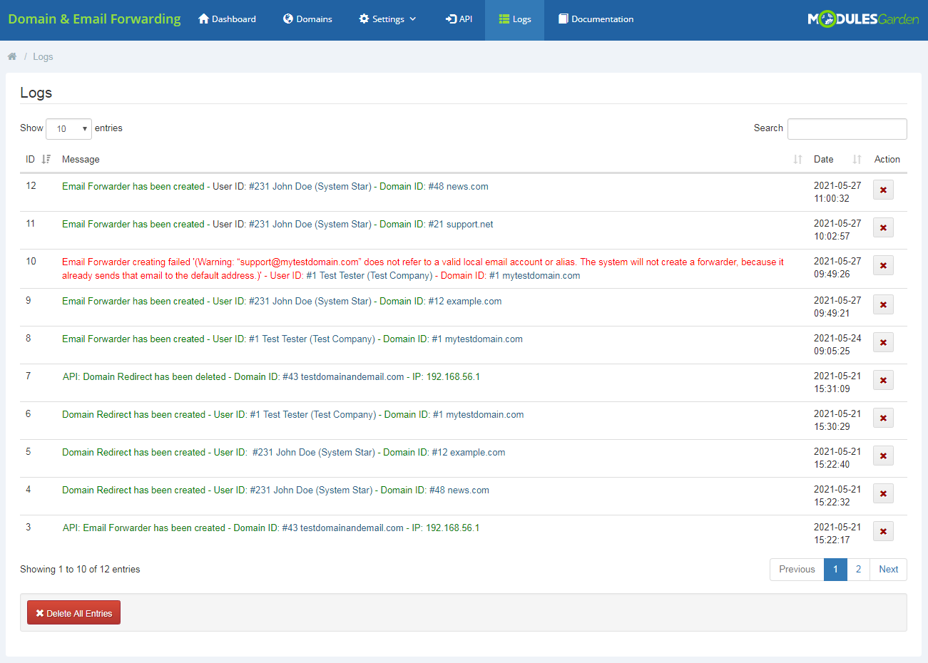 Domain & Email Forwarding For WHMCS: Module Screenshot 16