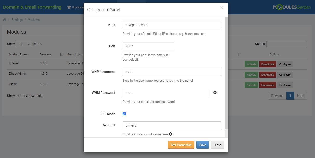 Domain & Email Forwarding For WHMCS: Module Screenshot 11