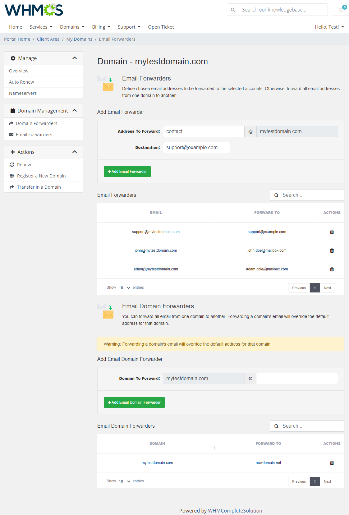 Domain & Email Forwarding For WHMCS: Module Screenshot 2
