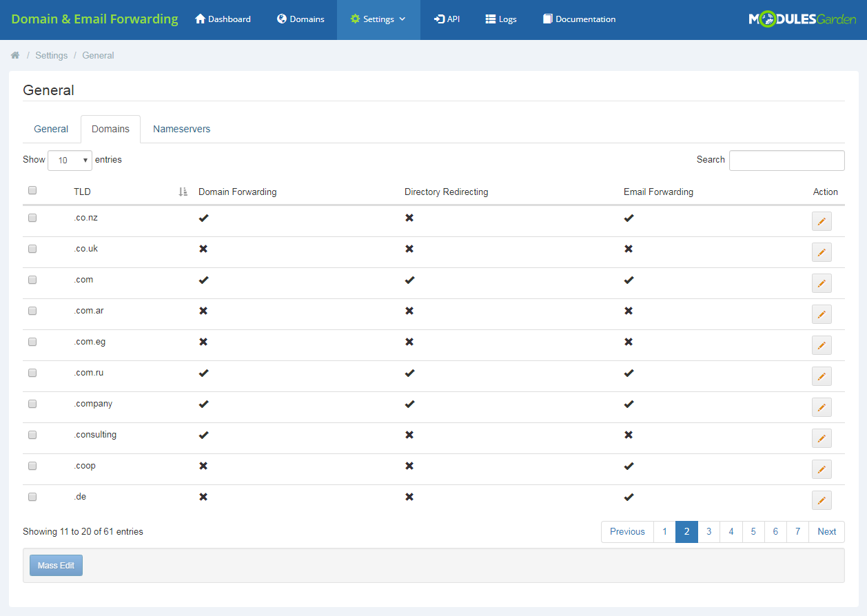 Domain & Email Forwarding For WHMCS: Module Screenshot 5