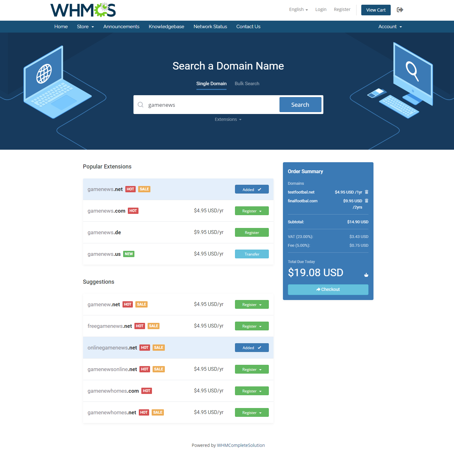 Domain Orders Extended For WHMCS: Module Screenshot 2