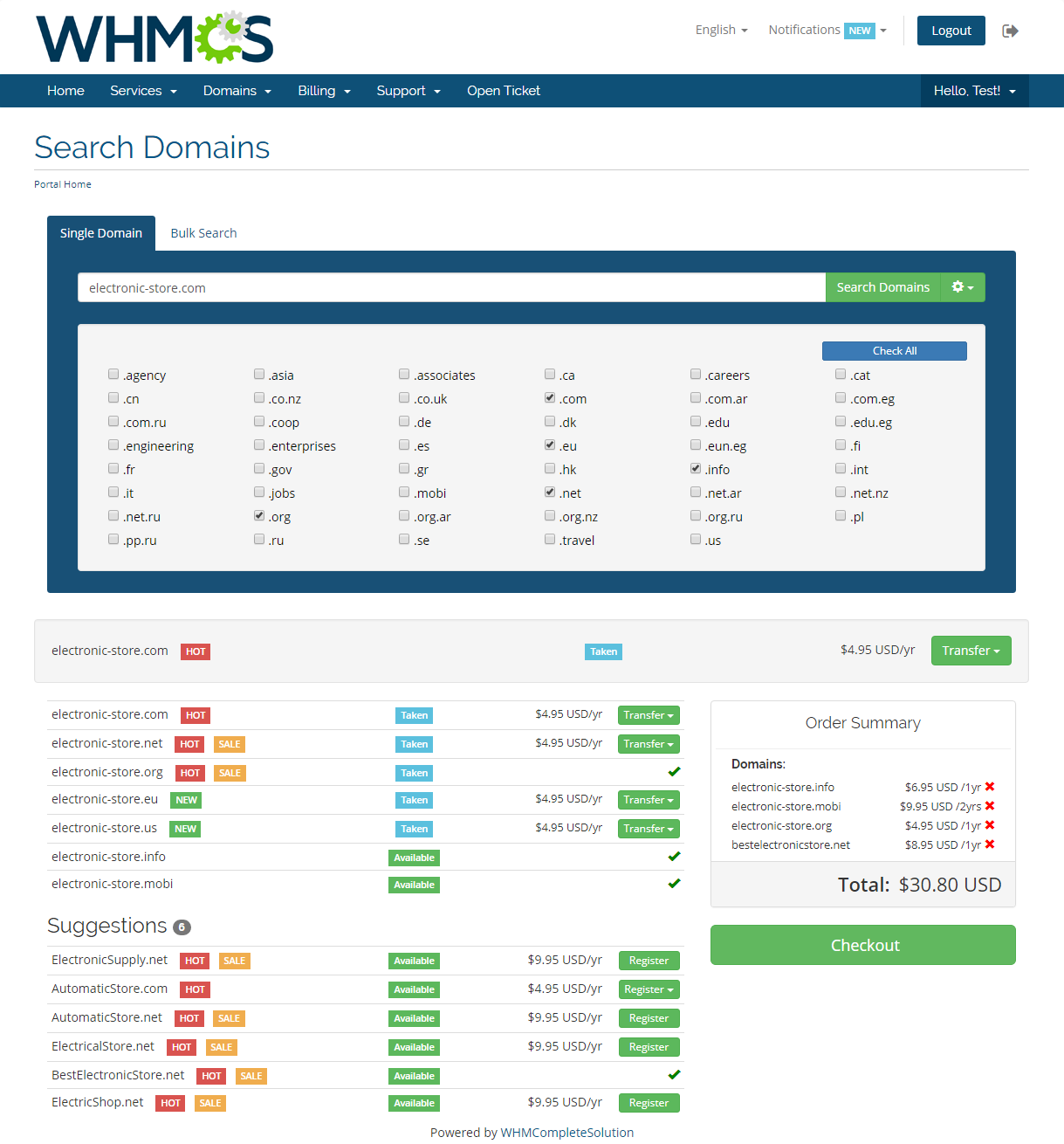 Domain Orders Extended For WHMCS: Module Screenshot 4