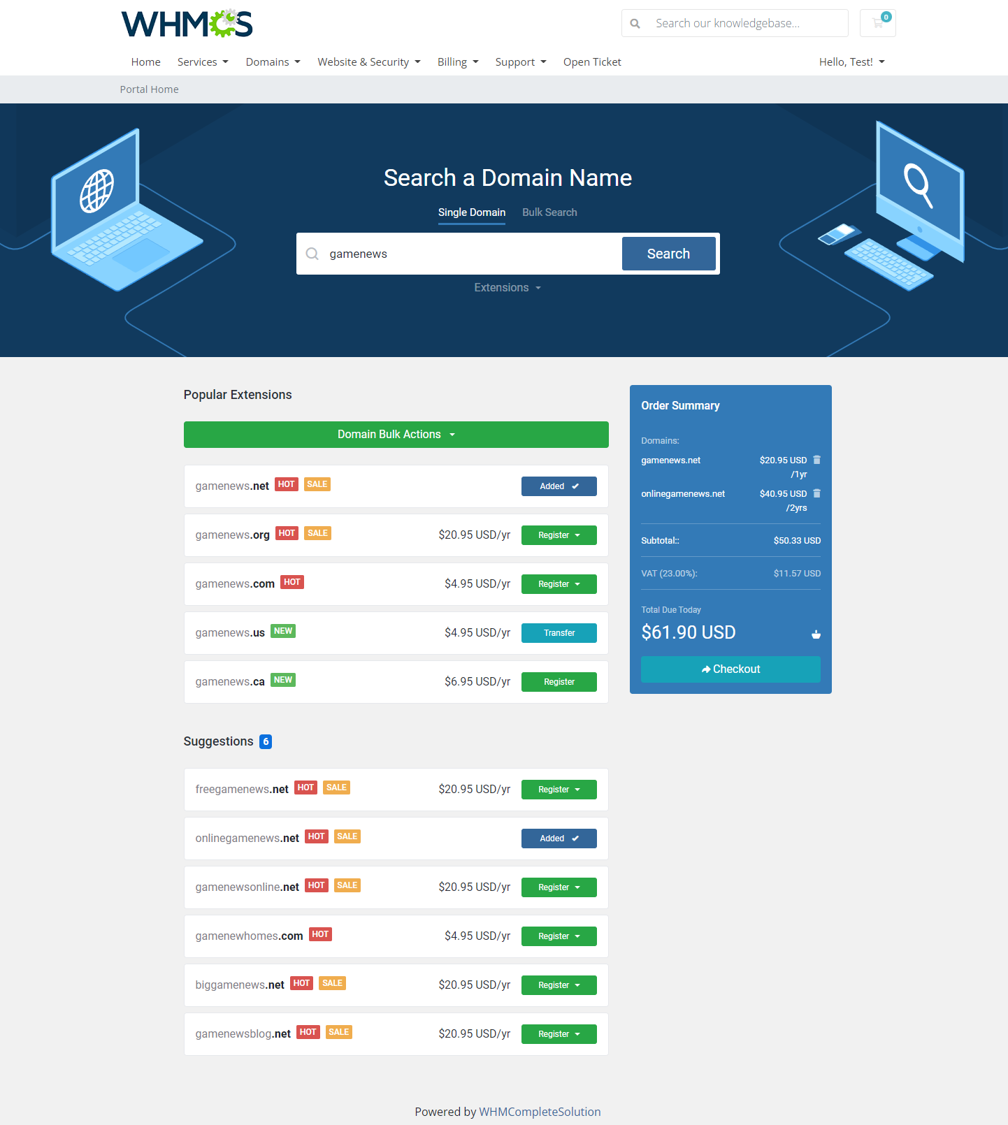 Domain Orders Extended For WHMCS: Module Screenshot 2