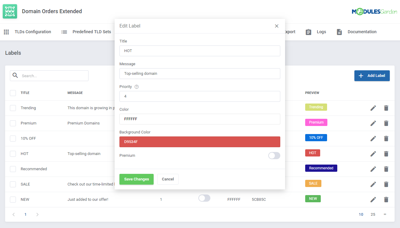 Domain Orders Extended For WHMCS: Module Screenshot 21