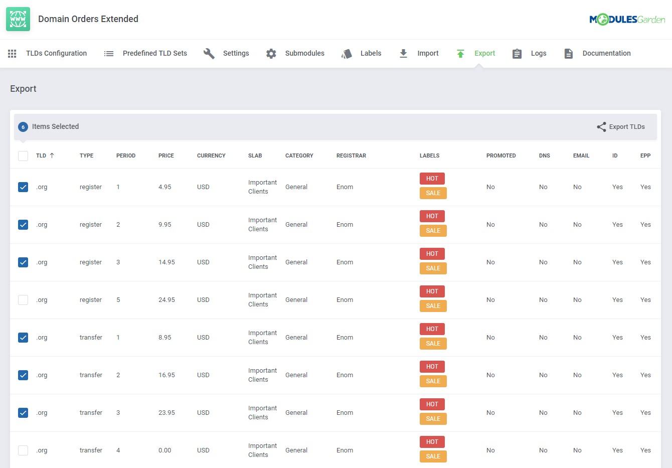Domain Orders Extended For WHMCS: Module Screenshot 23
