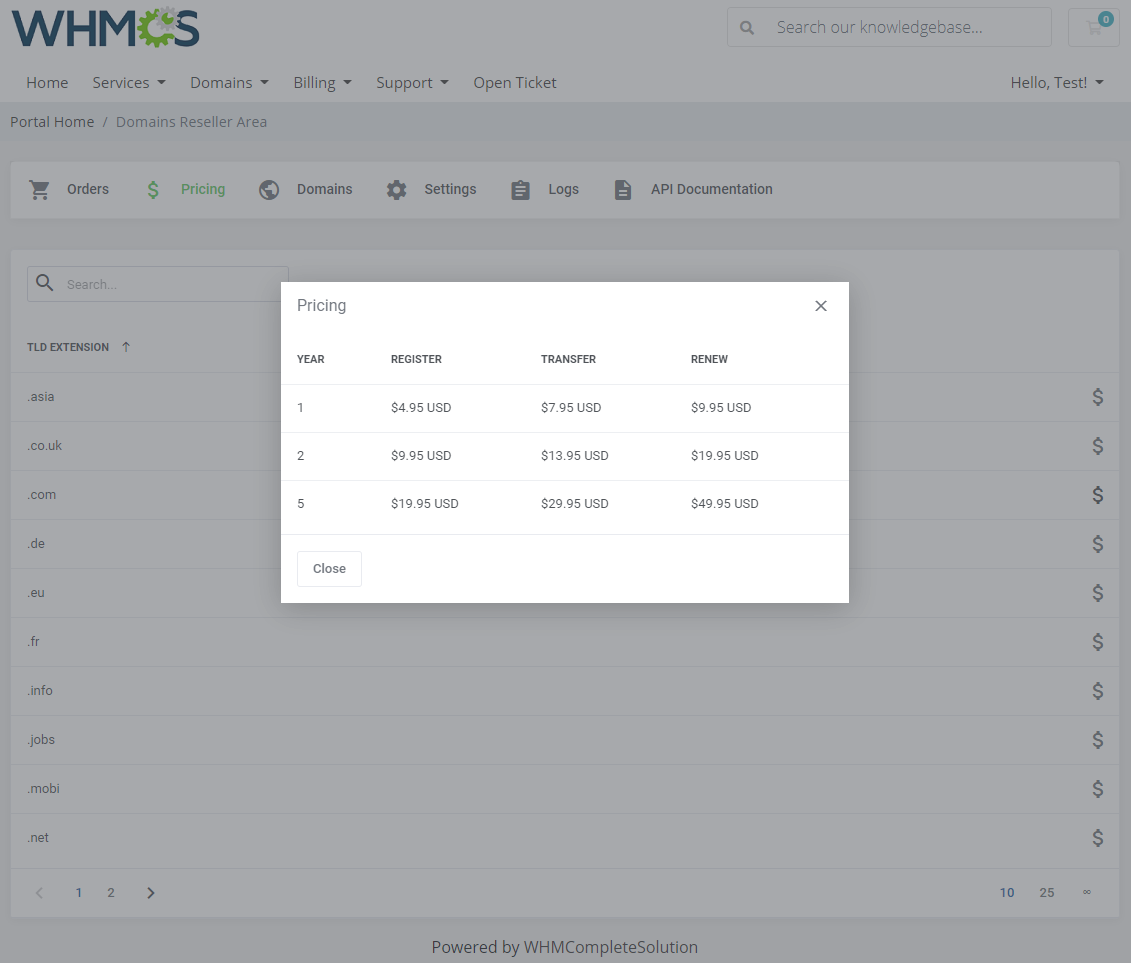 Domains Reseller For WHMCS: Module Screenshot 20