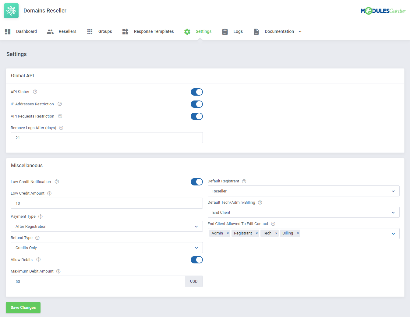 Domains Reseller For WHMCS: Module Screenshot 14