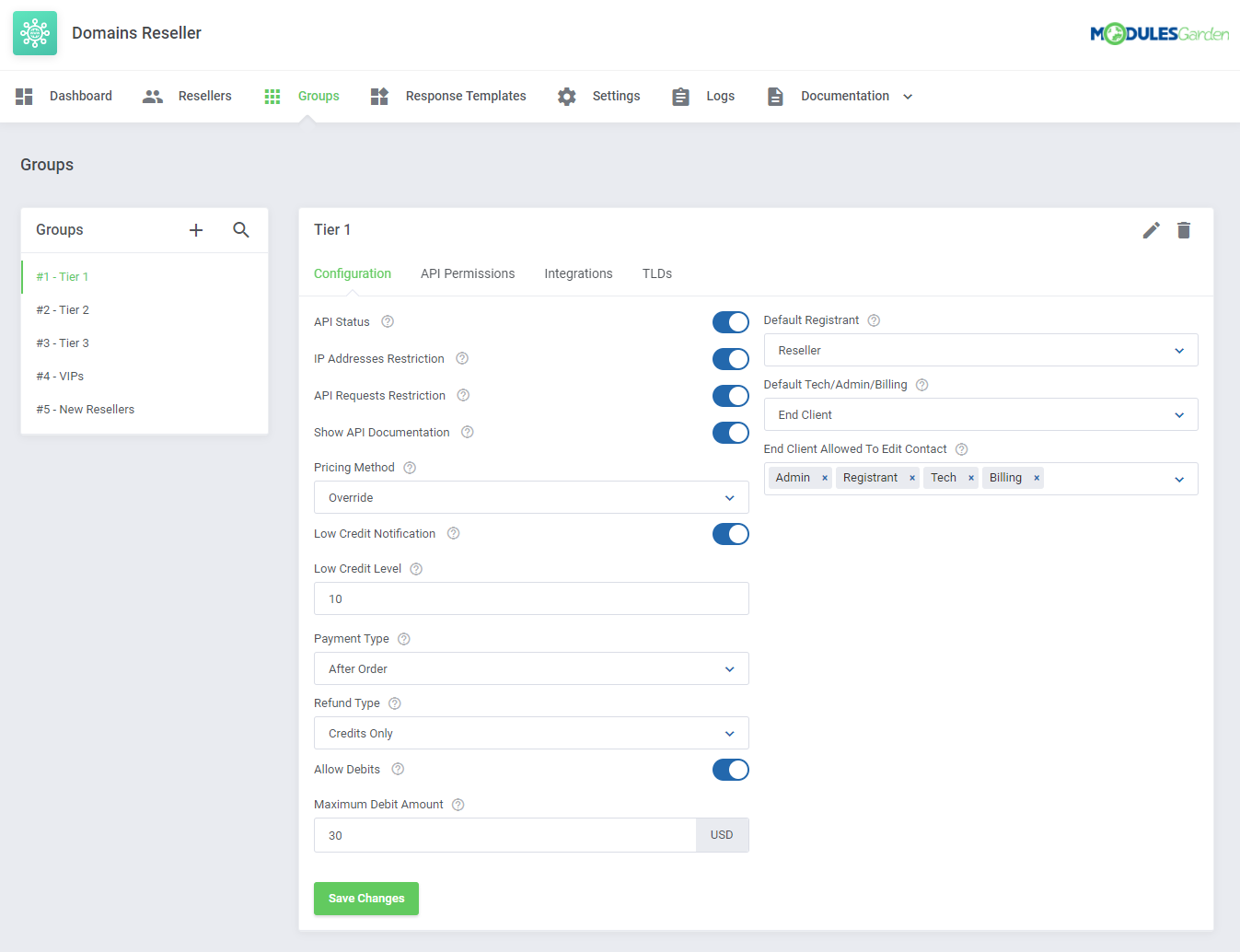 Domains Reseller For WHMCS: Module Screenshot 7