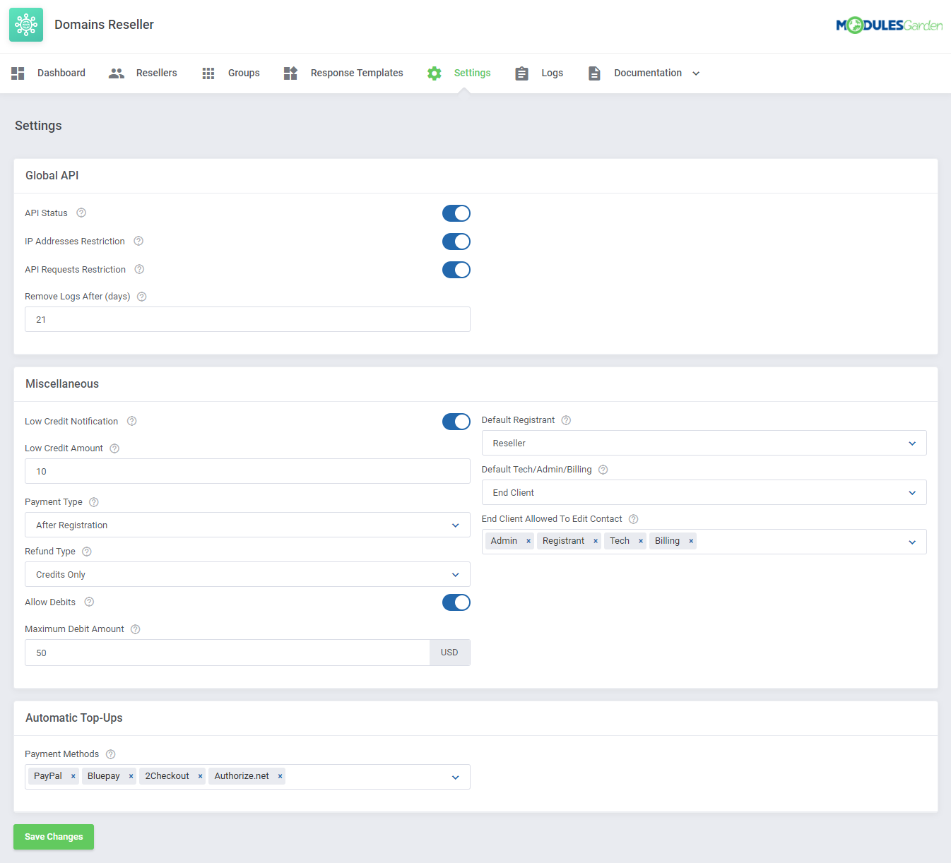 Domains Reseller For WHMCS: Module Screenshot 14