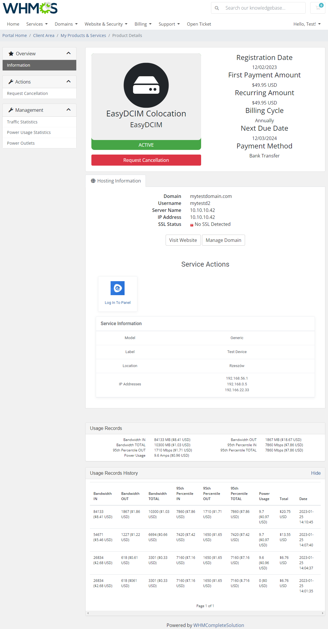 EasyDCIM Colocation For WHMCS: Module Screenshot 1