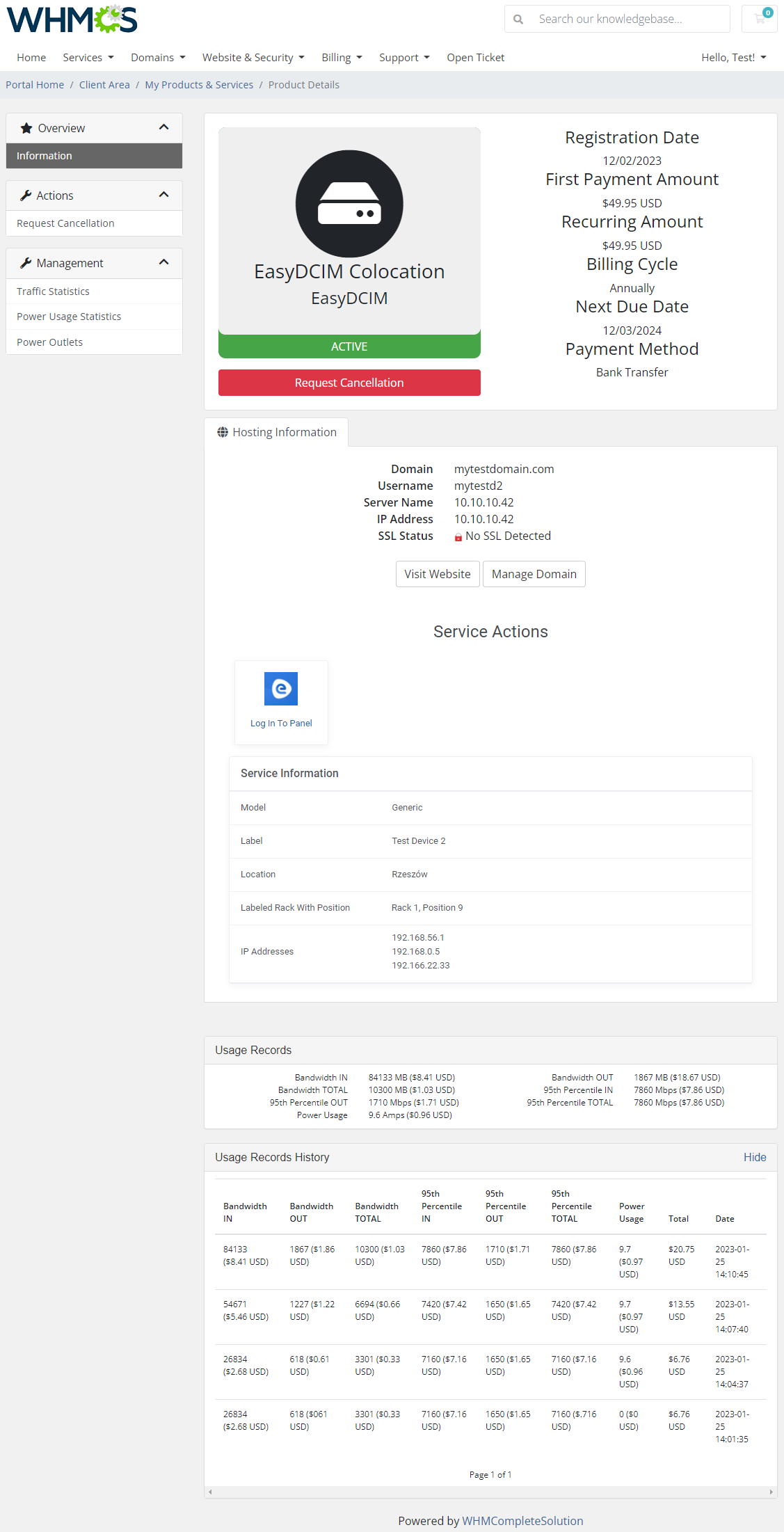 EasyDCIM Colocation For WHMCS: Module Screenshot 1