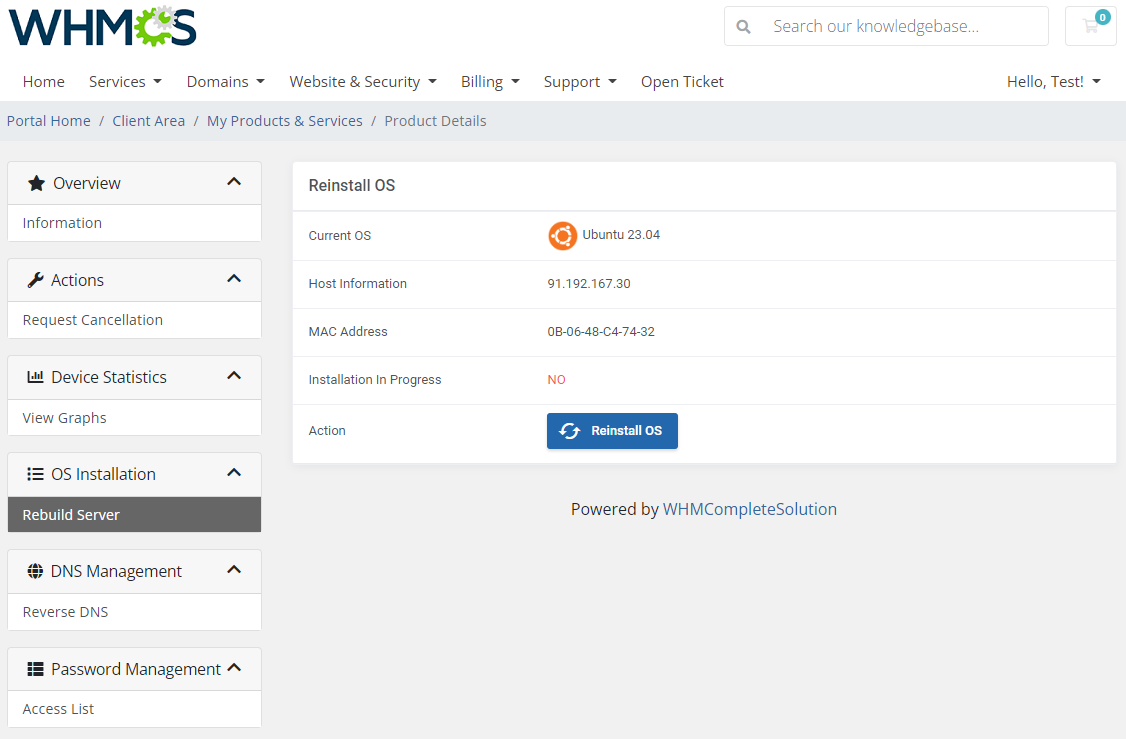 EasyDCIM Dedicated Servers For WHMCS: Module Screenshot 3