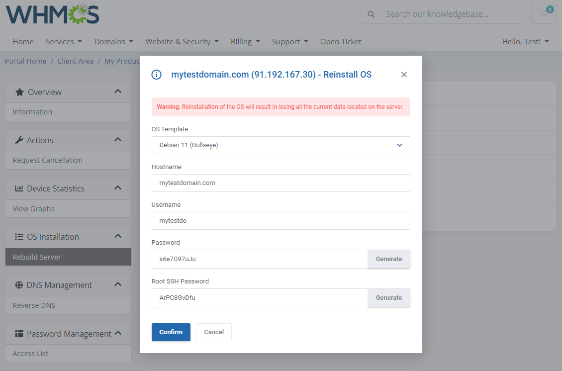EasyDCIM Dedicated Servers For WHMCS: Module Screenshot 4