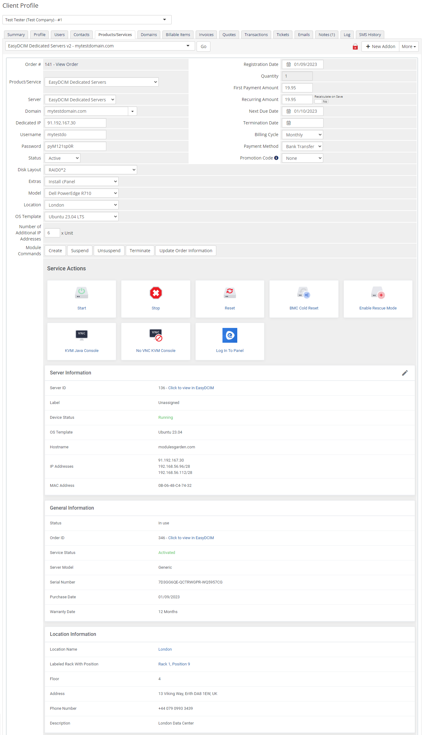 EasyDCIM Dedicated Servers For WHMCS: Module Screenshot 11