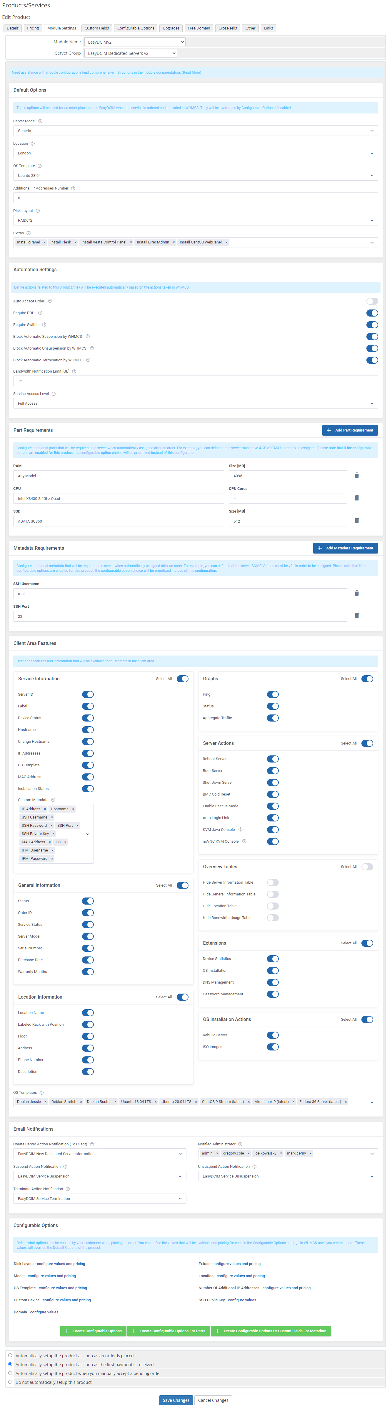 EasyDCIM Dedicated Servers For WHMCS: Module Screenshot 13