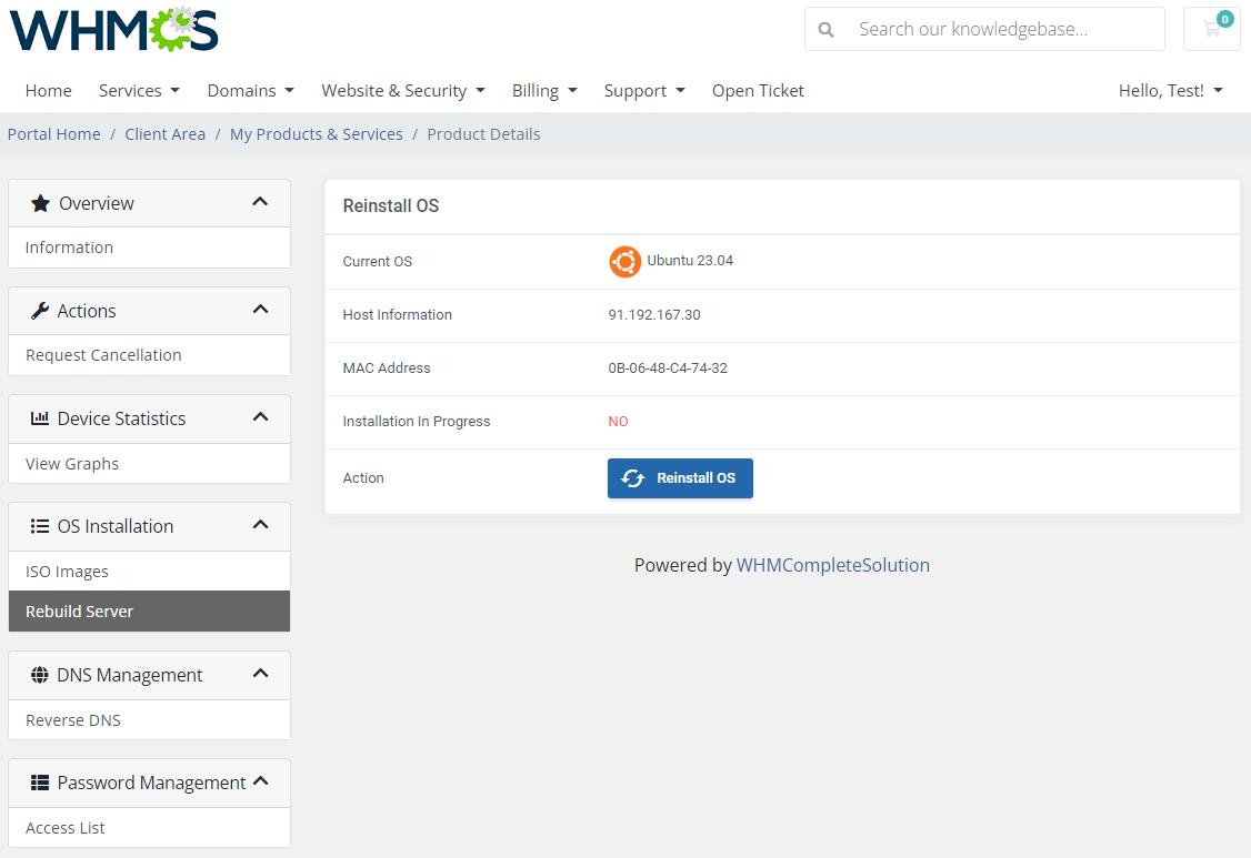 EasyDCIM Dedicated Servers For WHMCS: Module Screenshot 4