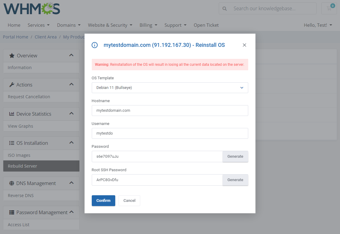 EasyDCIM Dedicated Servers For WHMCS: Module Screenshot 5