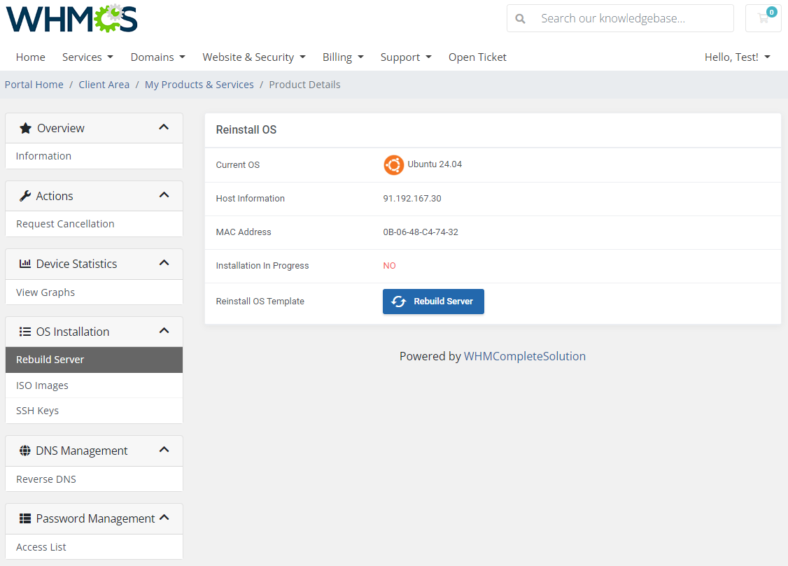 EasyDCIM Dedicated Servers For WHMCS: Module Screenshot 3