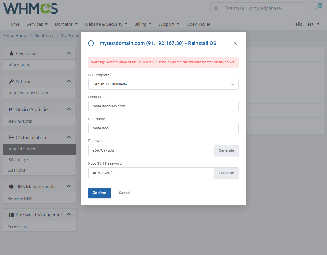 EasyDCIM Dedicated Servers For WHMCS: Module Screenshot 4
