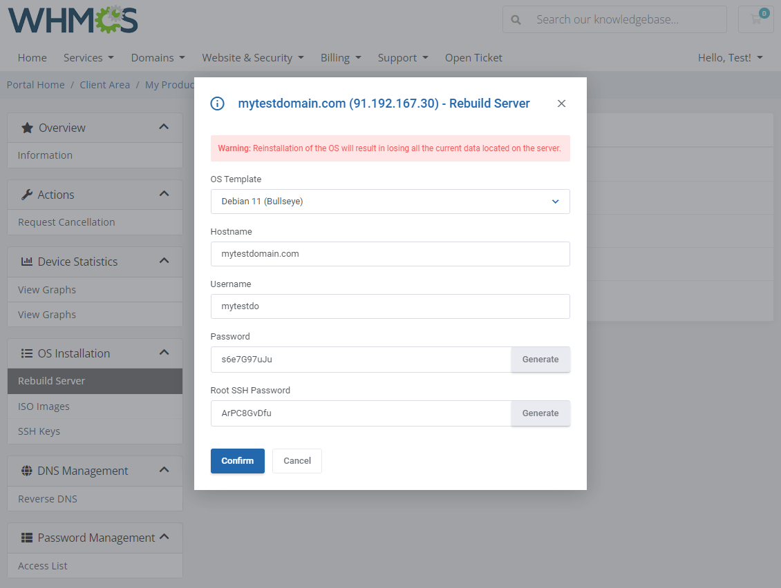 EasyDCIM Dedicated Servers For WHMCS: Module Screenshot 6