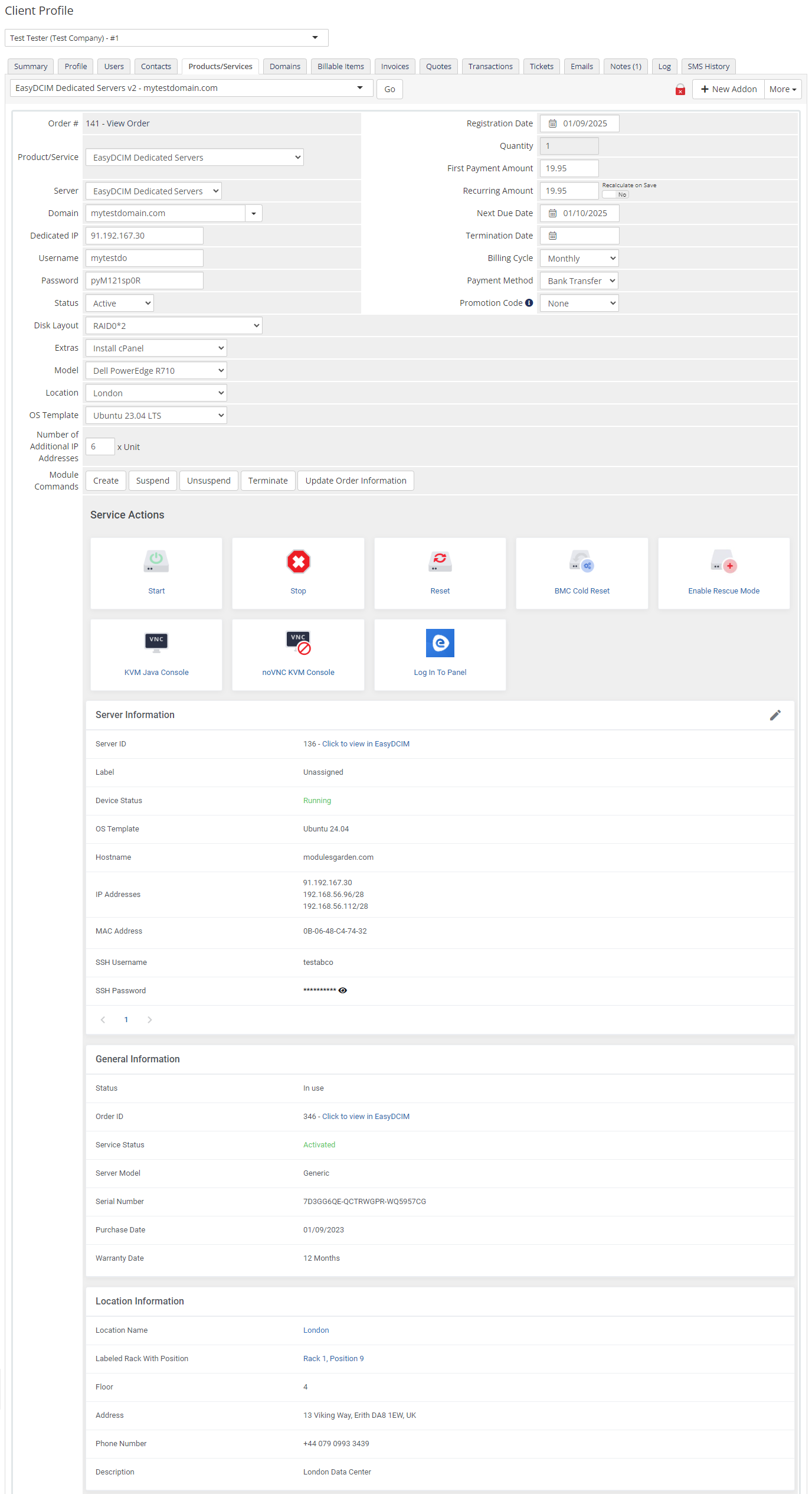 EasyDCIM Dedicated Servers For WHMCS: Module Screenshot 14