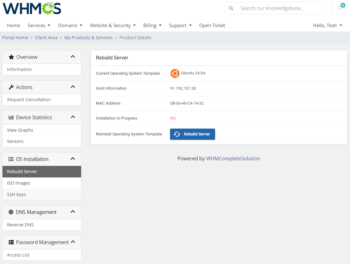 EasyDCIM Dedicated Servers For WHMCS: Module Screenshot 5