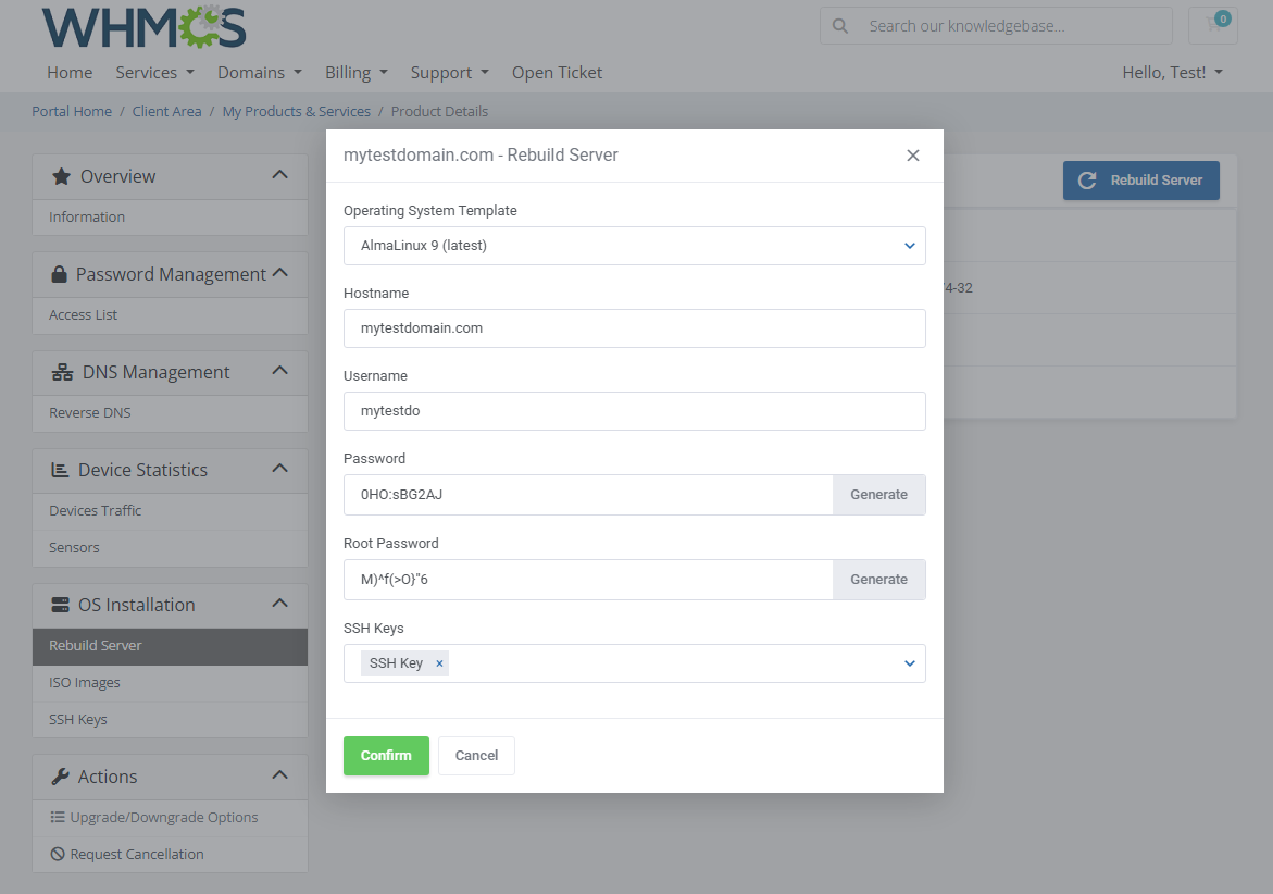 EasyDCIM Dedicated Servers For WHMCS: Module Screenshot 5