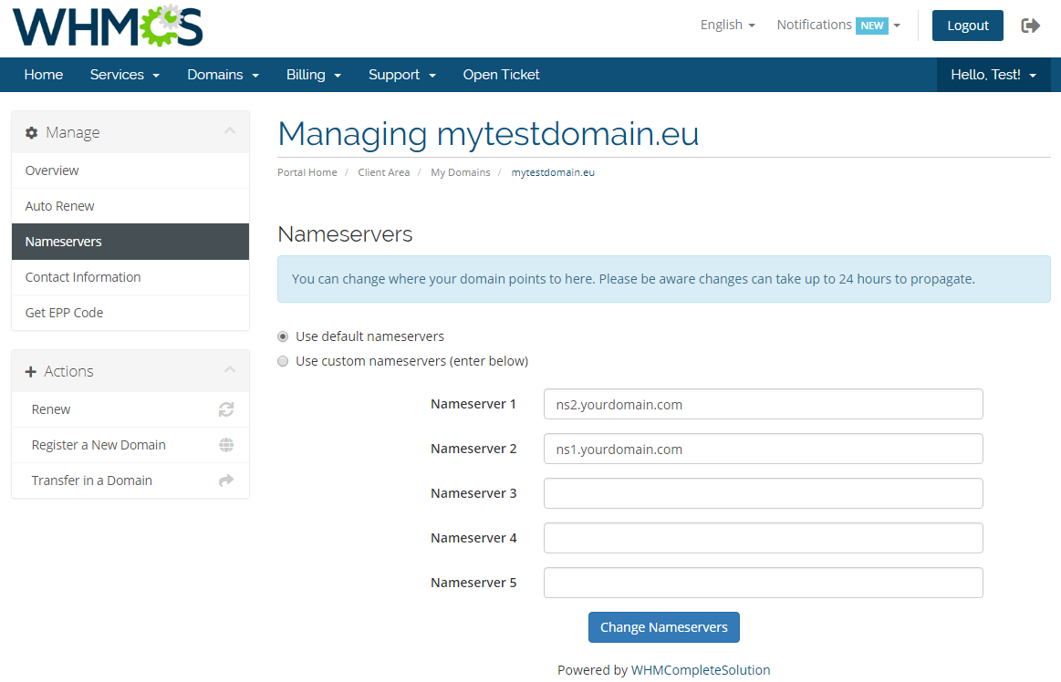 EURid Registrar For WHMCS: Screen 7